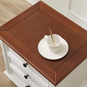 Nightstand Simple Modern Solid Wood Bedside Storage Cabinet with 3 Layers of Drawers and 4 Wooden Feet Bedroom Light Luxury Bedside Table