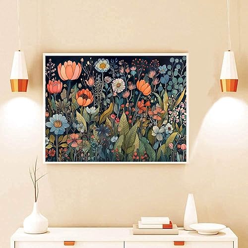 Miniatura 62 de Kits de punto de cruz estampados para adultos, kits de bordado de flores de gato negro para principiantes y adultos, patrones de 11 quilates