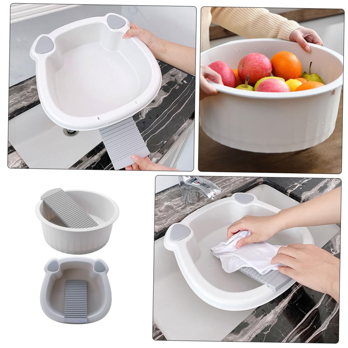 Cabilock 2stücke Multifunktionale Wäschewanne Mit Integriertem Waschbrett Robustes Teilige Design Für Handwäsche Und Fußbad Für Zuhause Und Reisen Aus Dickem Kunststoff Vielseitig