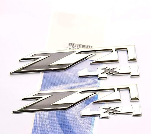 Miniatura 1 de Yoaoo Paquete de 2 emblemas compatibles con Silverado Sierra Tahoe Suburban Z71 4x4 OEM Nuevo 1500 2500 3500 Gris cromo