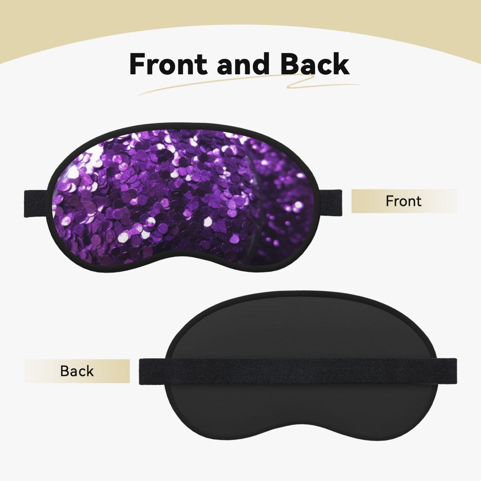 Sleep Mask for Side Sleeper Silk Sleeping Eye Masks with Elastic Strap Super Soft Eye Sleep Shade Cover Beautiful Purple Glitter Blackout Night Blindfold for Women Men Travel