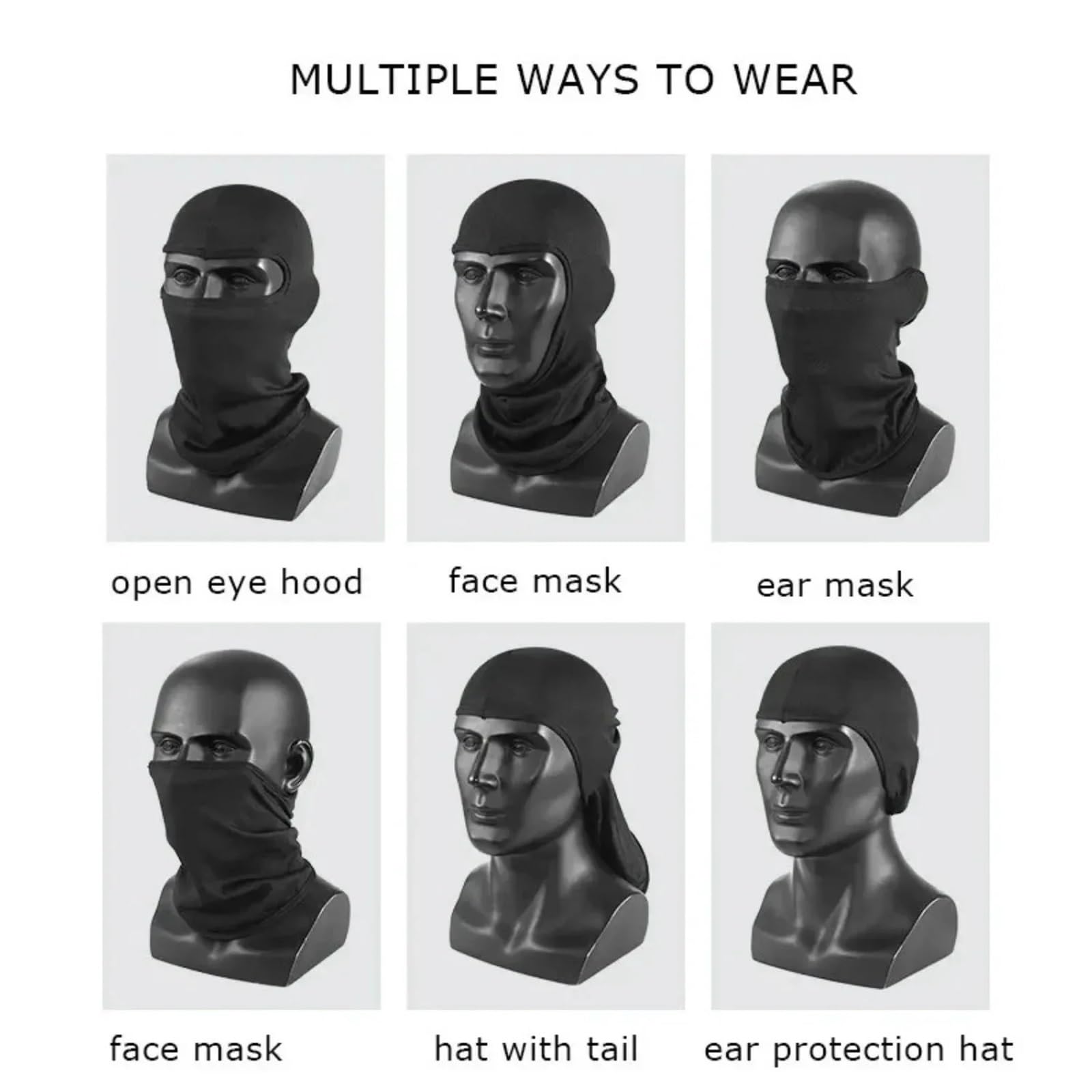 2Pcs Winter Ski Mask Men Hat Mask Full Face Mask Ski Mask Winter Cap for Skiing(Black 1)