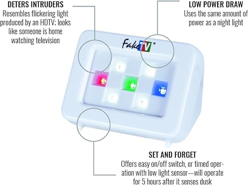 Miniatura 2 de SABRE HS-FTV-7 Simulador de luz de TV para el hogar con sensor nocturno, disuasorio antirrobo fácil de usar, similar a HDTV real, eficiencia