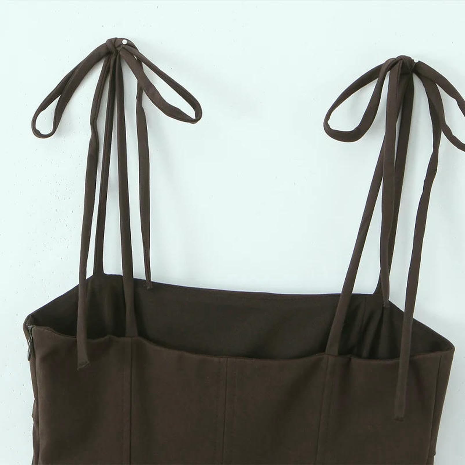 Canotta da Donna Fashio Fashi Brown Boach Propo sui sulla Cipper Capper Camis Strapsi Strapi Squatto Collare Femmiglio Chiema-Marrone-m