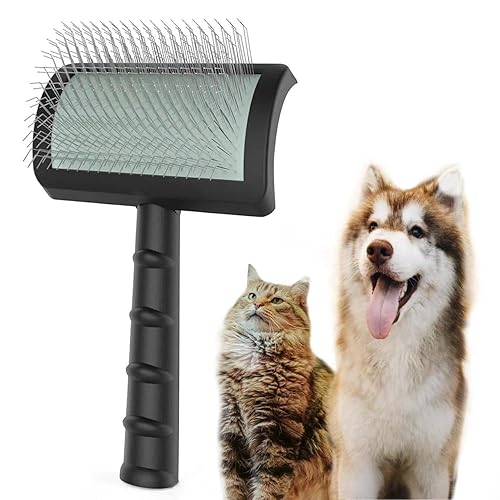 Cepillo grande para perros, gatos, cepillo extra largo para pelo largo, gato, aseo de mascotas, cepillo de alambre para pelo grueso y rizado, 0.984