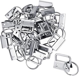 DELSEN 40 Pieces Key Fob Hardware Wristlet Hardware with Metal Wristlet Sets with Key Rings Key Chains(1inch Wide)