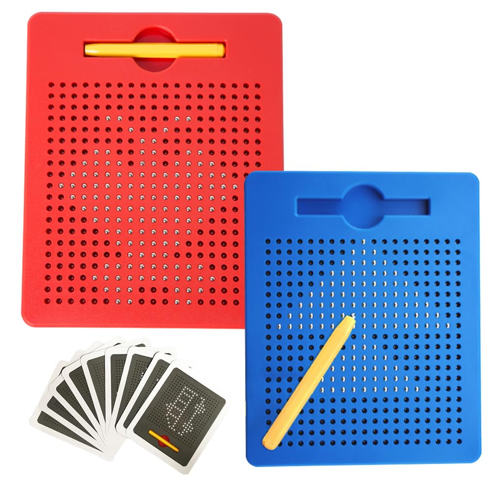 XEERUN 2 Pcs Magnetic Steel Ball Drawing Board with Pen, Magnetic Drawing Board for Children, Magnetic Doodle Board Tablet for Kids, Educational Toy for Children's Drawing, Doodling and Writing