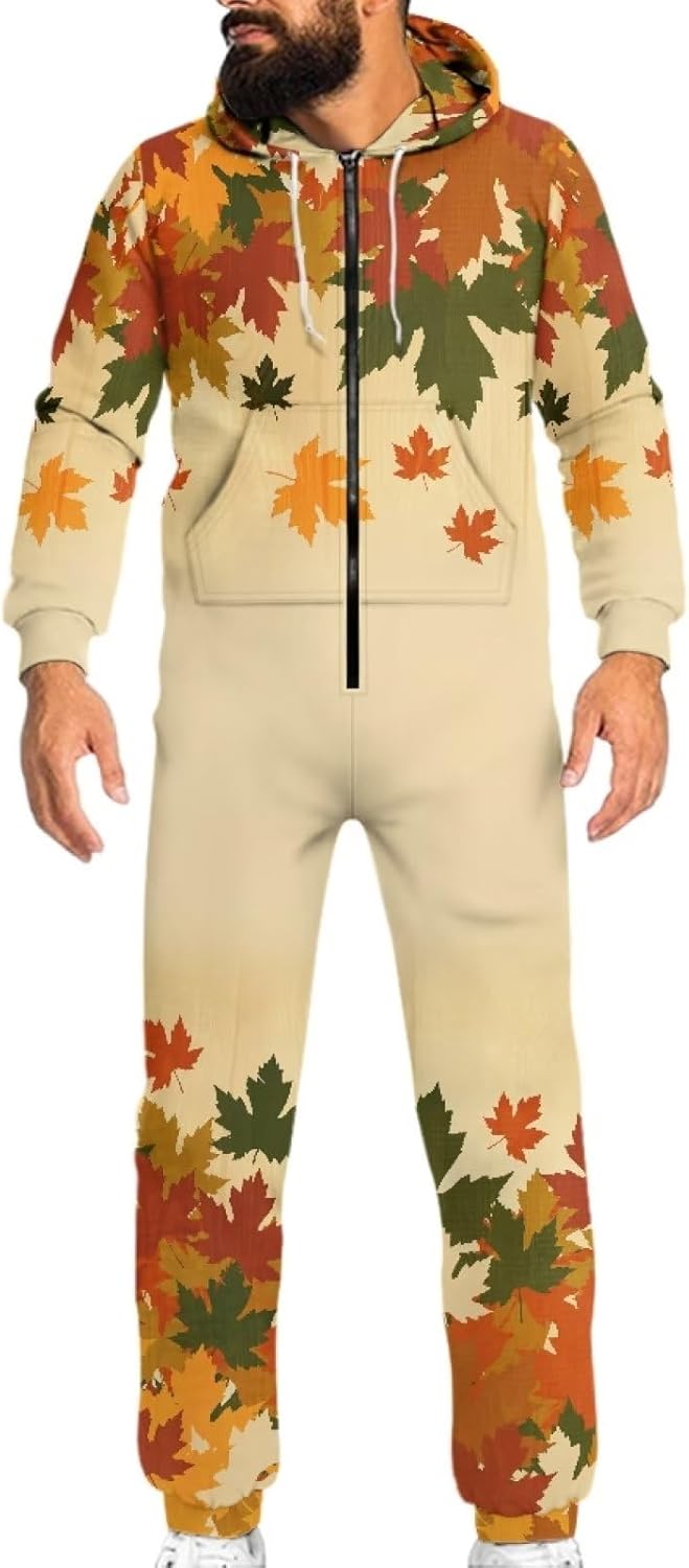 Adult Onesie Pajamas for Women Men Zipper One Piece Sleepwear with Pocket, Nightwear Romper Bodysuits Tracksuits