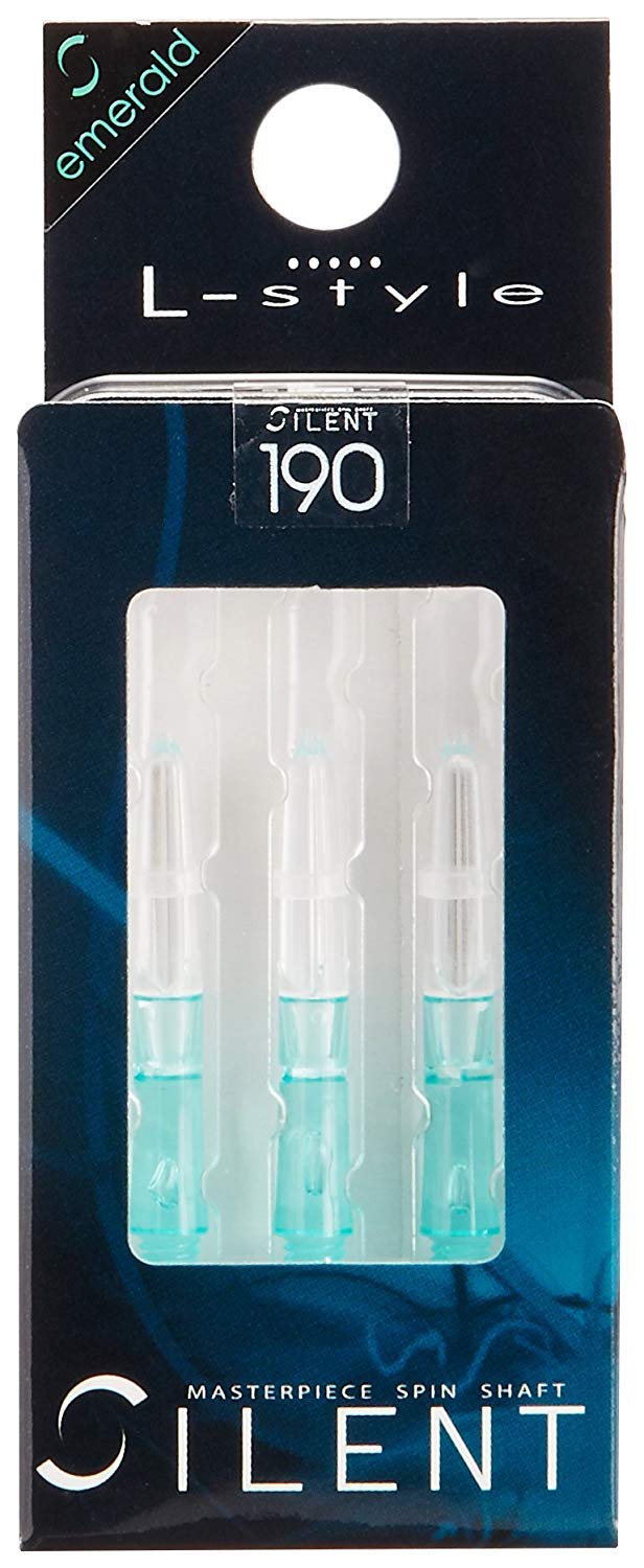 Lstyle Dart Shafts Spinning | Emerald | Short 190 | 1 Set (3 Shafts) | for Soft Tip &amp; Steel Tip Darts