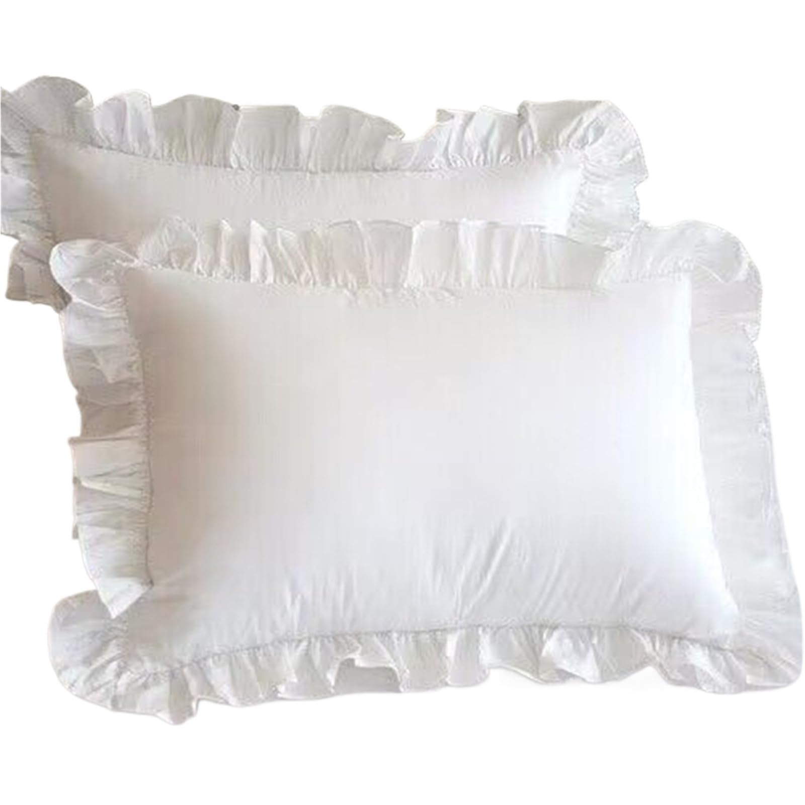 Pillow Cases Princess Pillowcases With Ruffles Multiple Sizes Pillow Cover Comfortable Case For Adults(White,2Pcs 35x55cm)