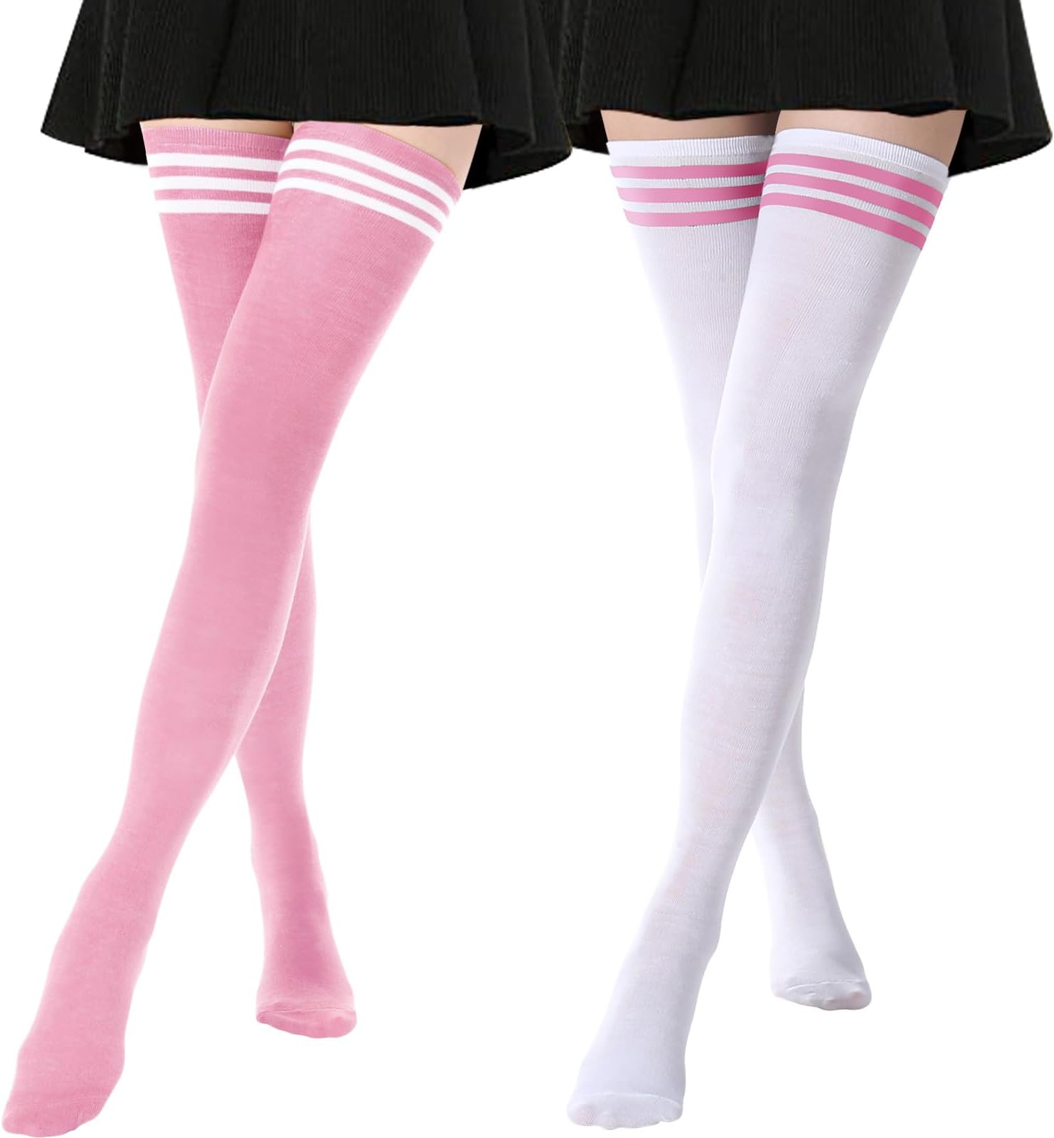 Extra Long High Thigh Socks Striped Over Knee Thin Tights Long Stocking