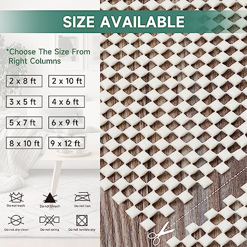 Image of BALEINE Non Slip Rug Pad Rug Gripper for Hardwood Floors, Extra Thick Non Slip Mat Under Carpet (8'x10')