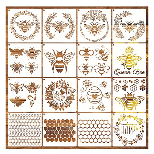 Hosomono honeycomb bee stencil image