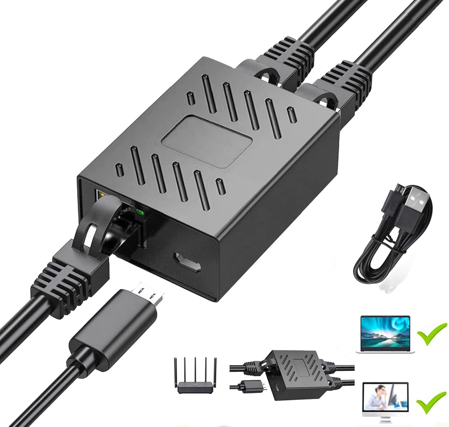 Amazon.com: [2 Devices Simultaneous Networking] Ethernet Splitter 1 to ...