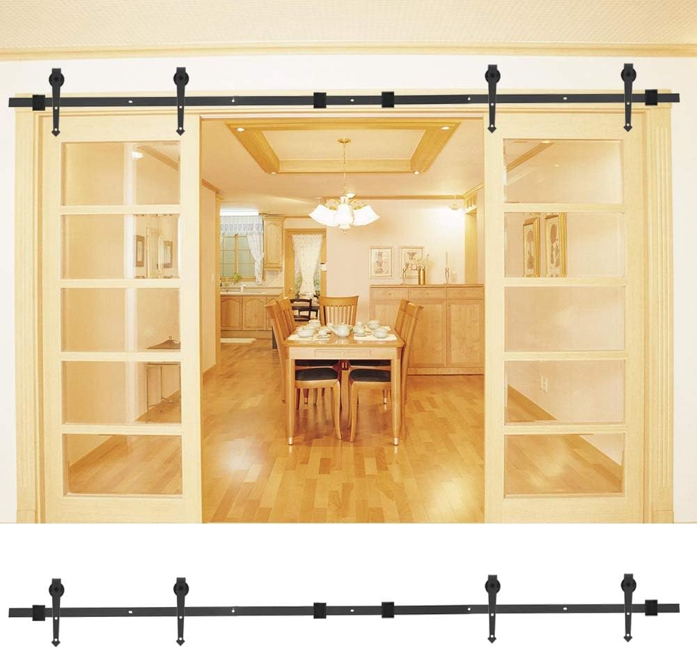 Barn Slid Door Hardware, 13 12 ft Sliding Door Rail Kit, Double Door Arrows Type Barn Sliding Wood Door Track Tools, 13 12 ft Sliding Door Rail Kit, Barn Slid Door HarSliding Door Rail Sliding Doo