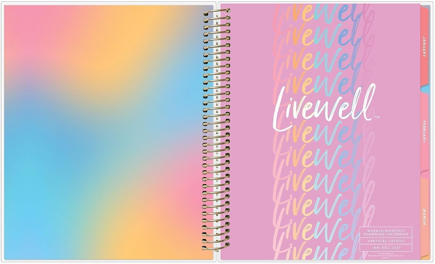 Blue Sky Livewell 2027 Weekly and Monthly Planner Calendar, January 2027 - December 2027, 7" x 9", Flexible Cover, Durable Twin Wire Binding, Colorful Pages, Storage Pocket, Includes Stickers, Charmie
