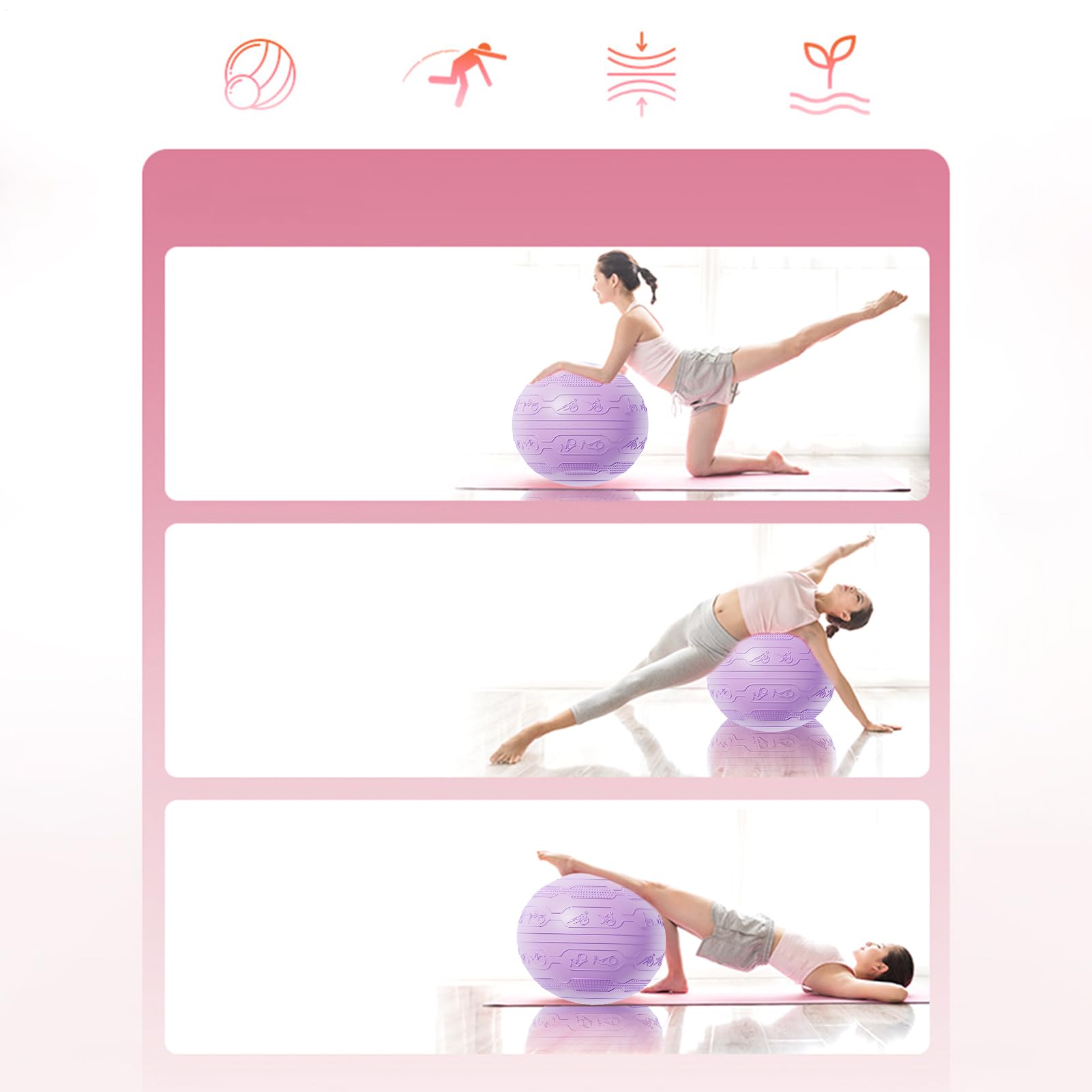 Pallone da Palestra Attrezzature Per L'Allenamento Domestico Versatile Resistente | Palla Palestra Anti-Illuminamento Per Esercizio Accessori Esercizio Allenamento Stretching Fitness Core Rinforzo