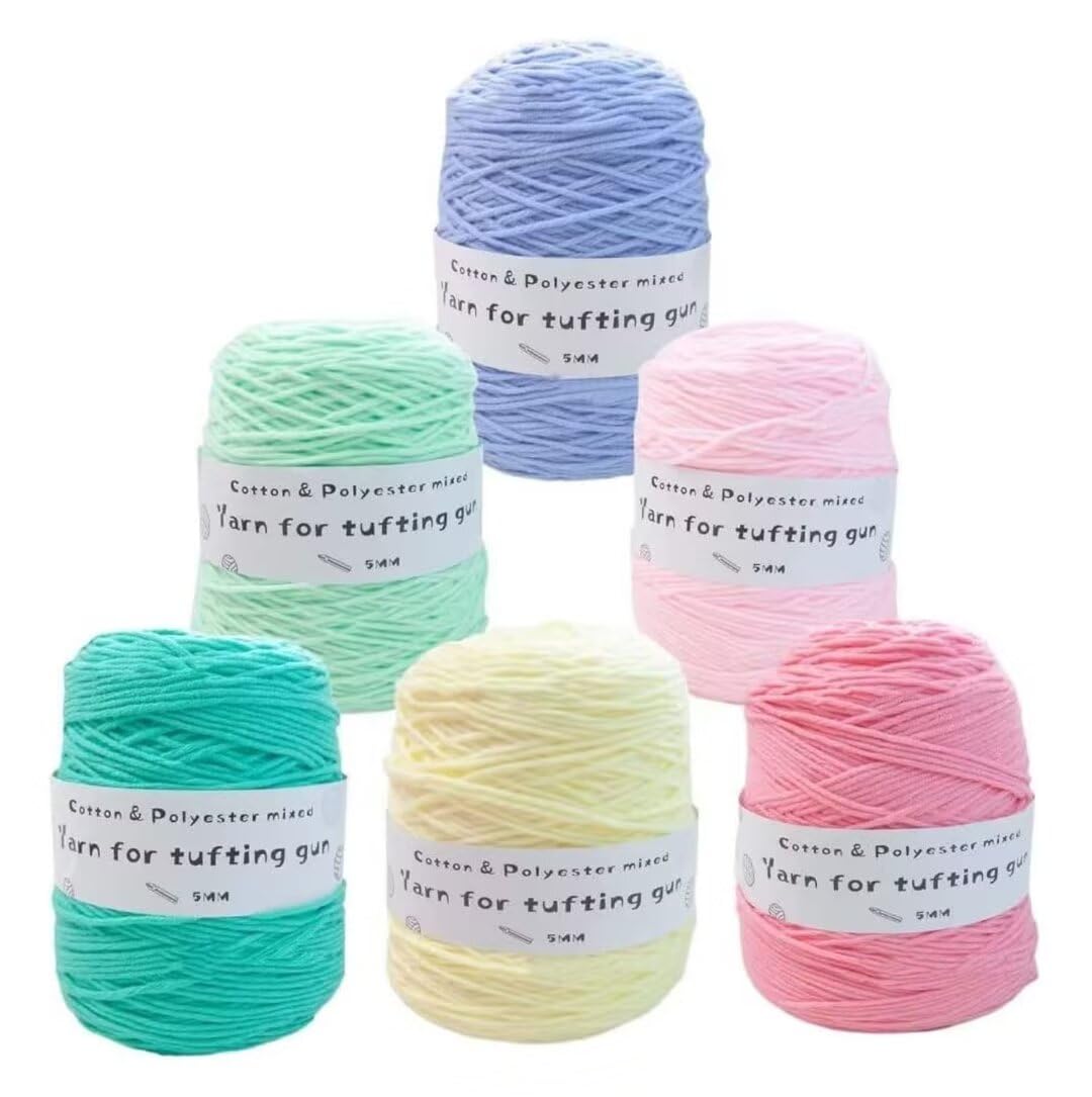 Gomitoli di Lana 6 x 380g gomitoli di Maglia Assortiti, Set Misto di Cotone e Poliestere dai Colori Vivaci per Maglia, Uncinetto, per Pistola per tufting, gomitolo da 5 mm