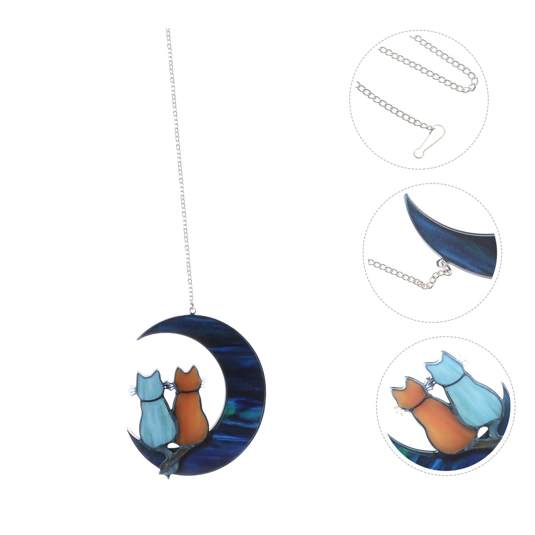 Amazon.co.jp: LIFKICH 月と猫のアクリルハンギングオーナメント 窓や