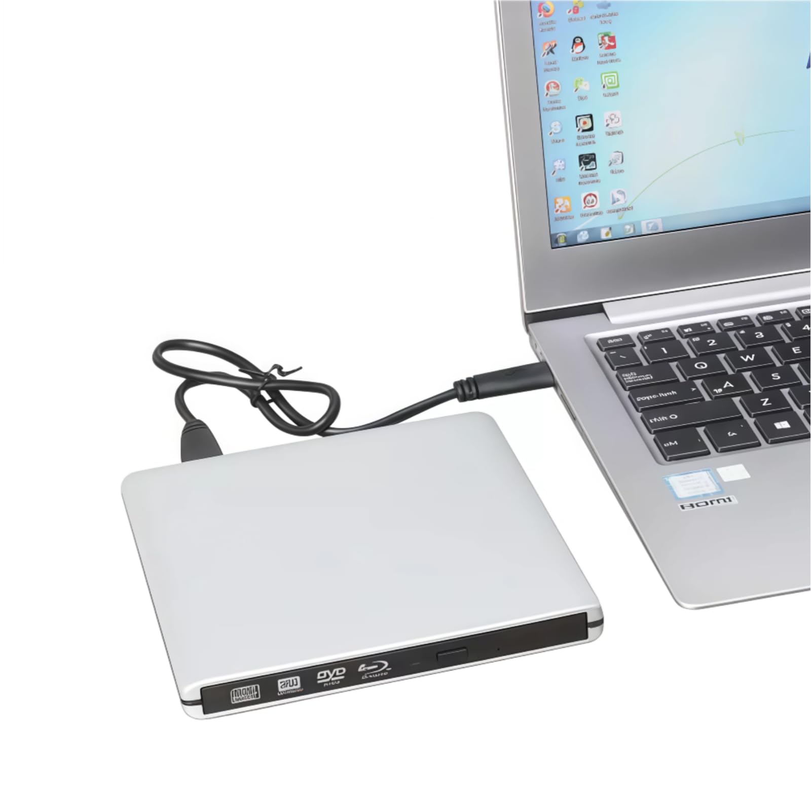 JOTEC Unità Blu-Ray esterna in alluminio 4K UHD, masterizzatore Blu-ray 4K USB 3.0 e tipo C, doppia interfaccia, compatibile con tutti i modelli PC e Mac surpport 100 GB 128 GB