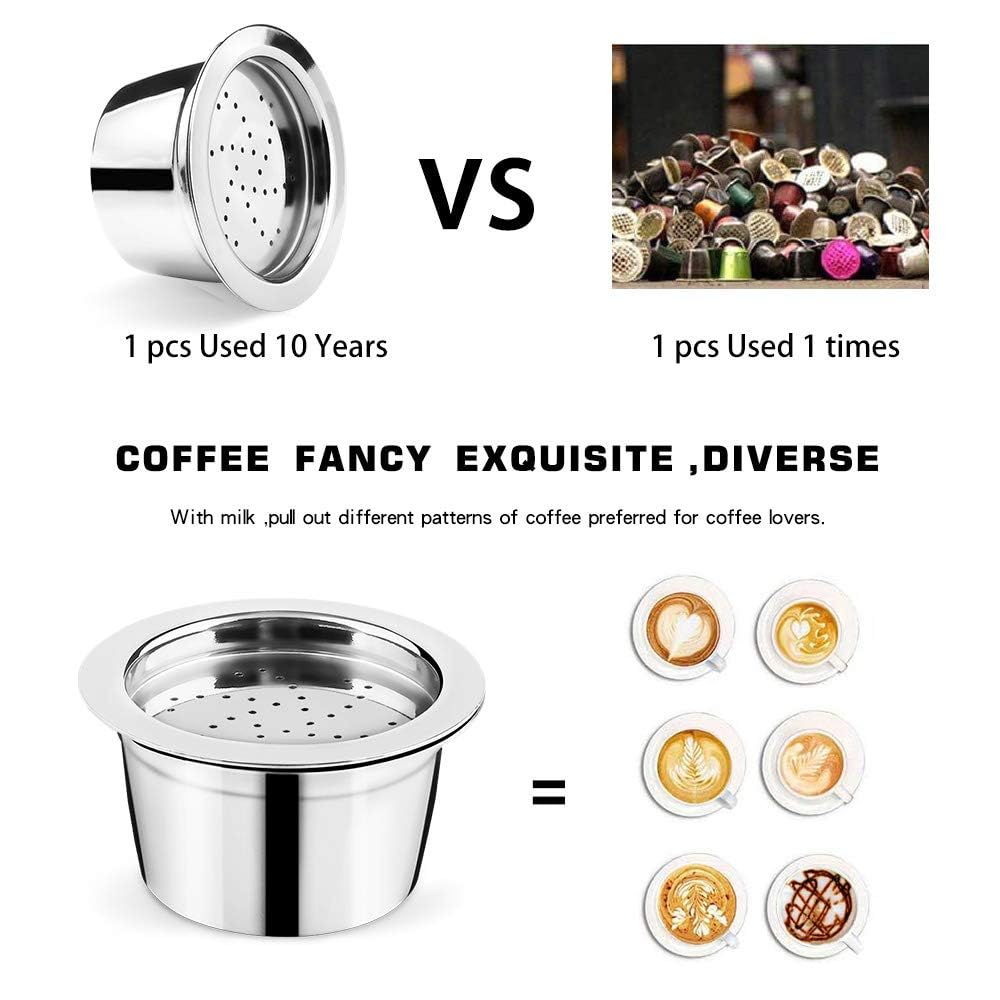 i Cafilas Cápsula de café rellenable Kfee de acero inoxidable, reutilizable, filtro de café para Caffitaly Tchibo Cafissimo ALDI Expressi Cápsula (2Capsule+Tamper)