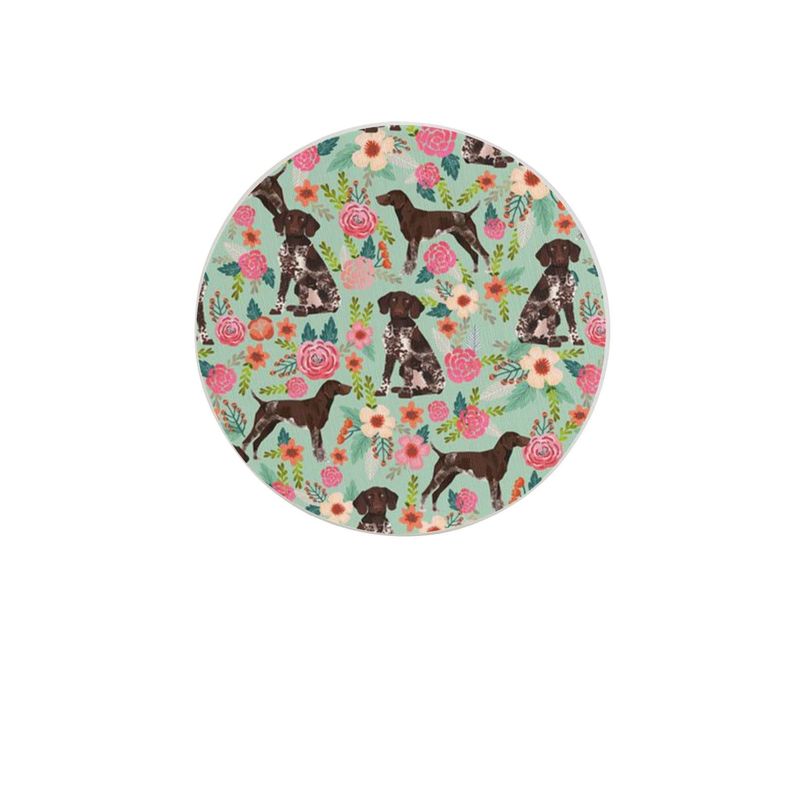 German Shorthaired Pointer and Floral Beautiful Four Pieces Coaster Heat-Resistant Reusable Saucers for Drinks Wine Glasses Plants Cups Mugs