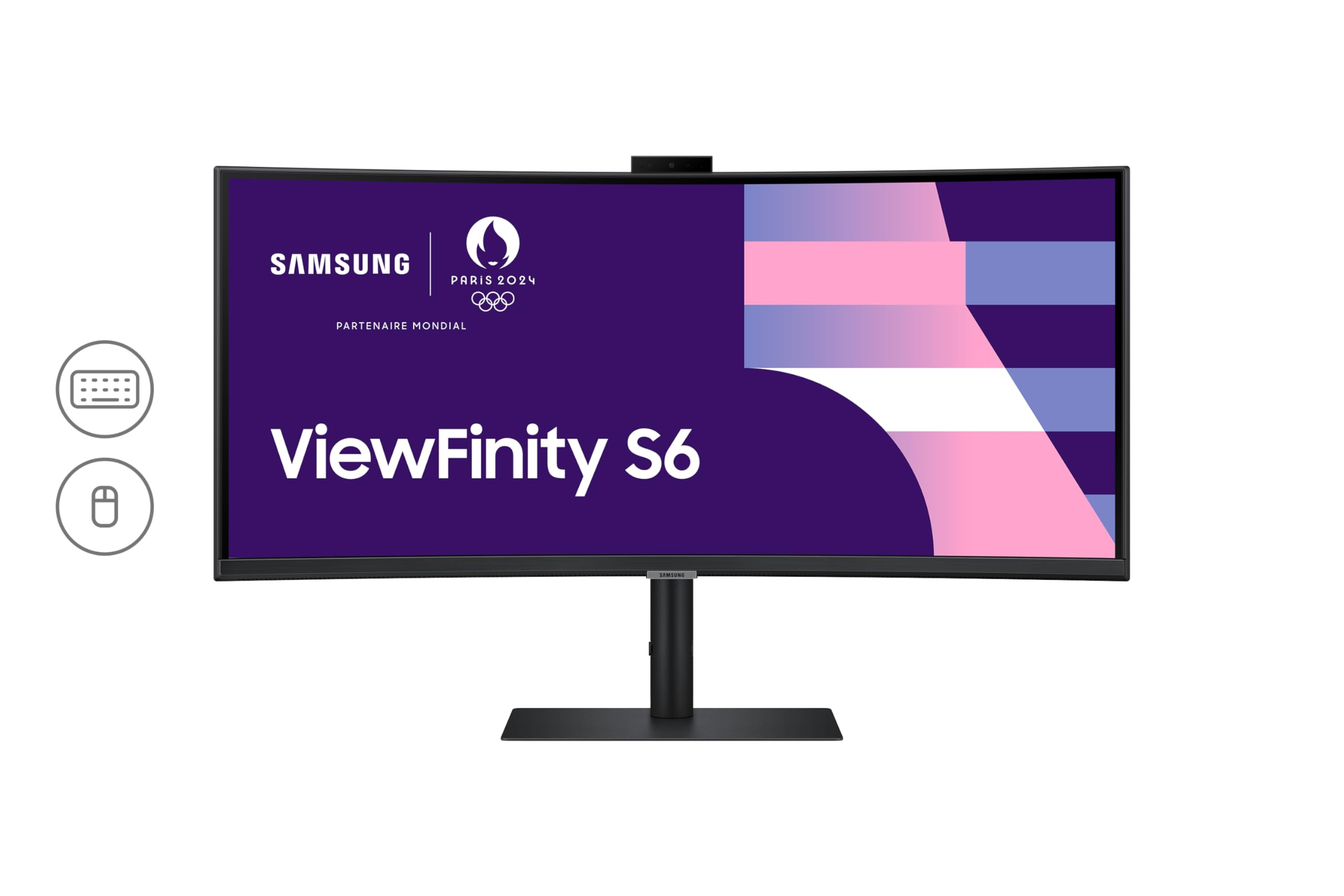 Samsung Ecran PC ViewFinity S65VC, 34" 100Hz - Dalle VA Incurvée 1000R, Résolution WQHD : 3440 x 1440 , 5ms, 3000:1, Adaptative Picture, Auto Source Switch+, KVM Switch,Pied Ajustable, Display port
