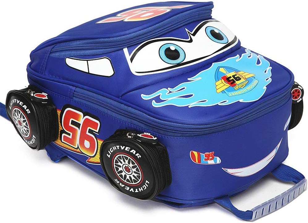 MJUN Toddler Kid's Backpack Waterproof Cartoon Truck Car Kindergarten Child Book Bag Snack Nursery School Bag for Boys Girls (Blue)