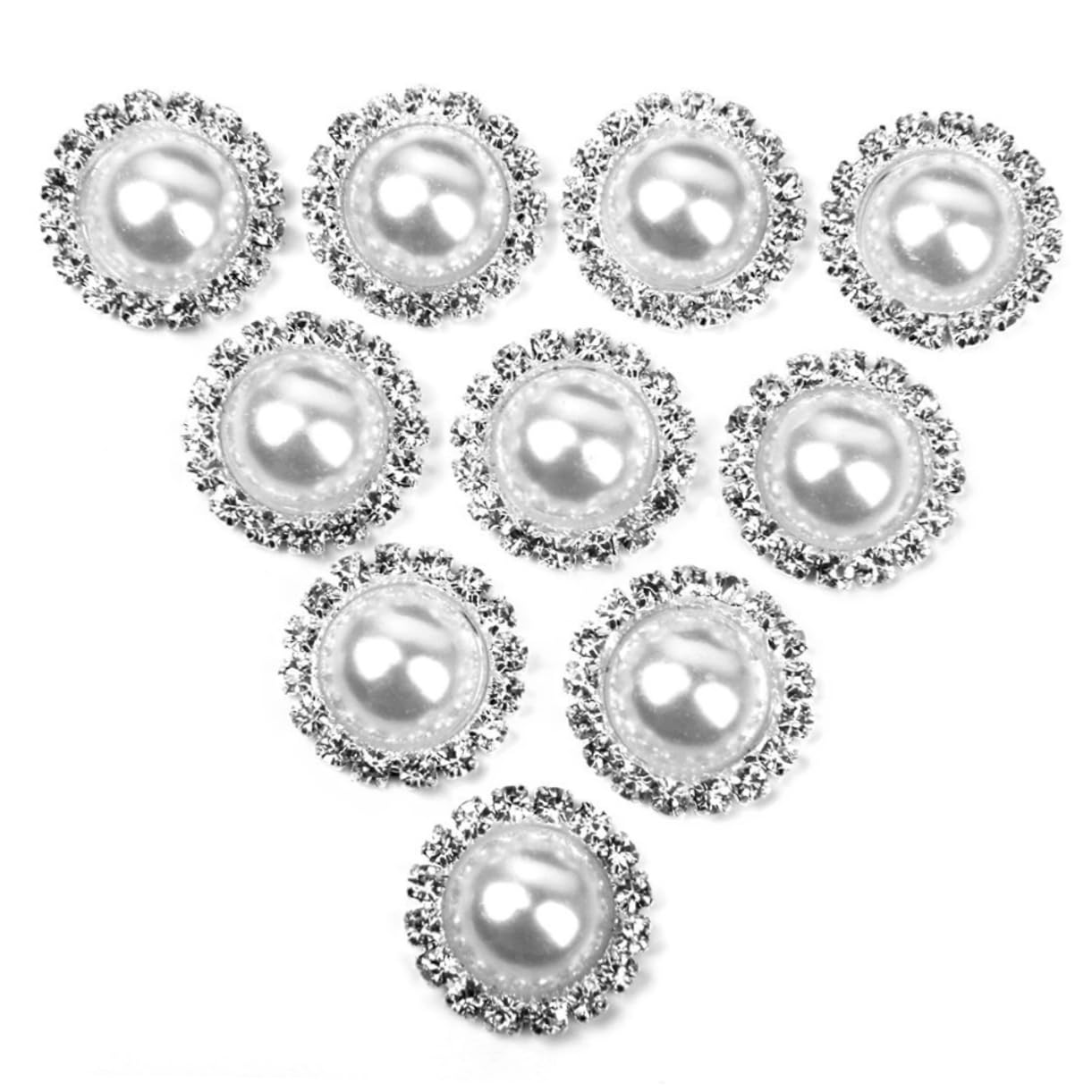 10pcs Round White Rhinestone Flat Back Embellishments for Crafts Hairbands and Garment Decoration