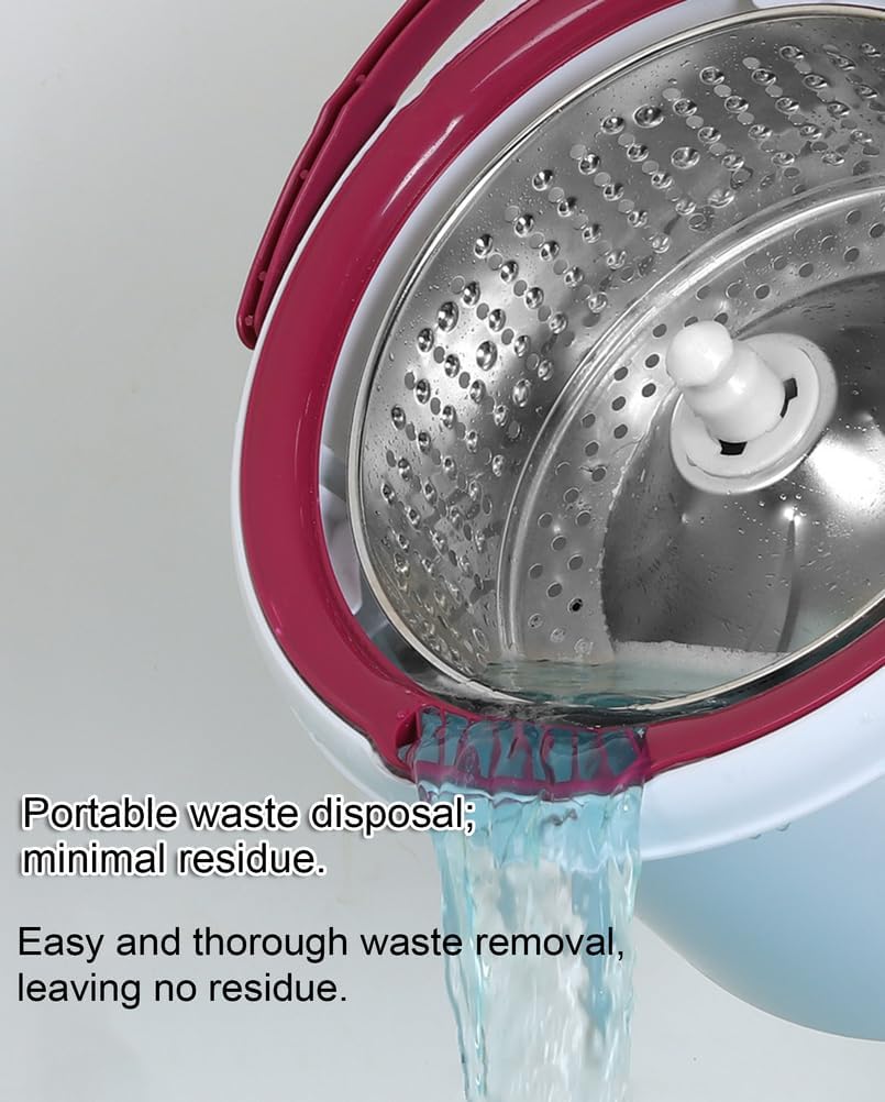 Spin Mop with Bucket, Hands-Free Wet Dry Mop System, All-in-One Single Bucket with Built-in Wringer, Lazy Mop, Includes 5 Mop Heads