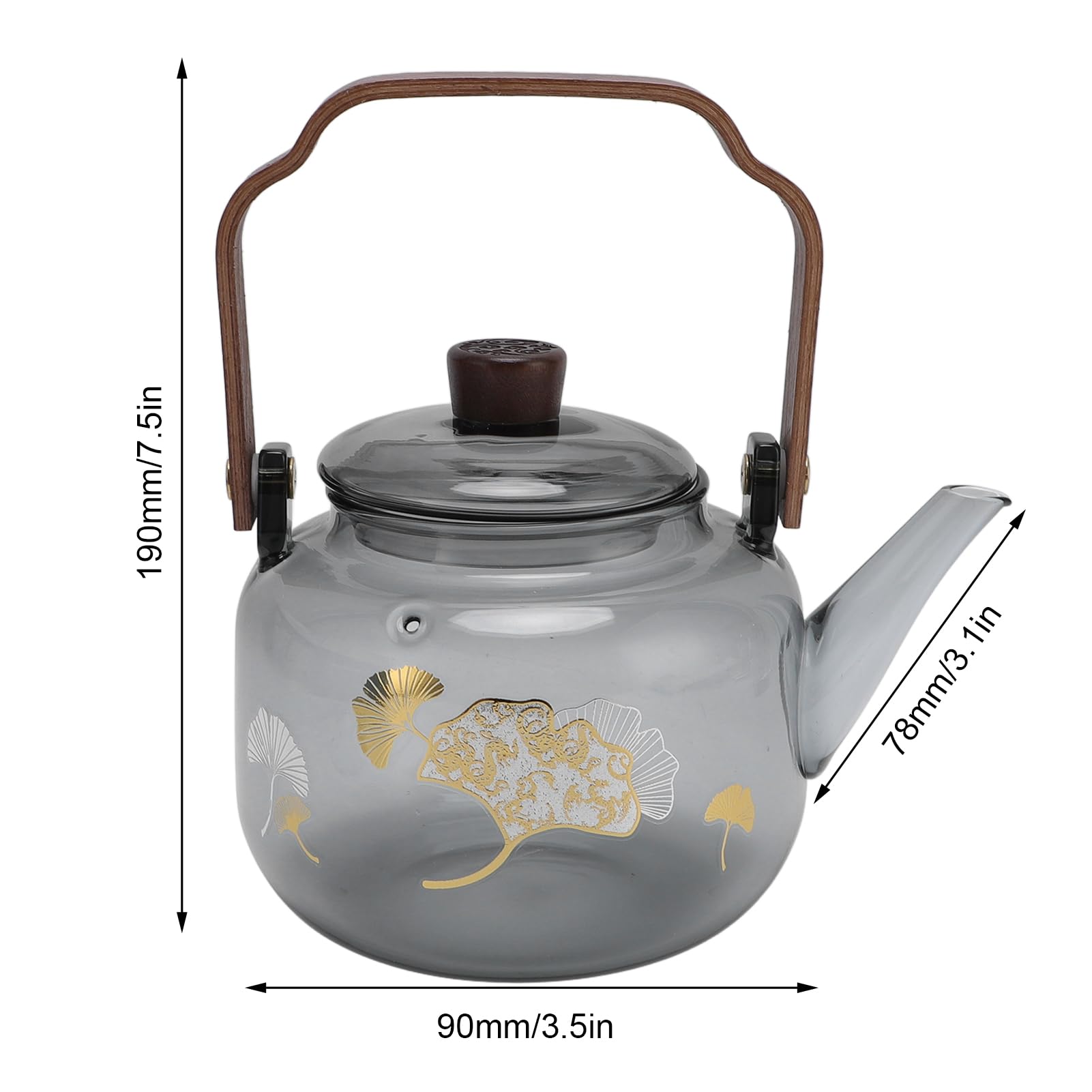 Szklany Czajniczka z Wyjmowanymi Infuzorami 900 Ml Wysoka Borokrzewnik Kuchenna Bezpieczna Herbata Kettle Drewniana Rączka przezroczystą pokrywkę, na luźną herbatę, Kemping Produku