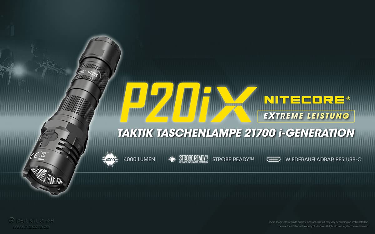 Flashlight Precise SERIES/4000 LUMENS P20IX NITECORE, Noir