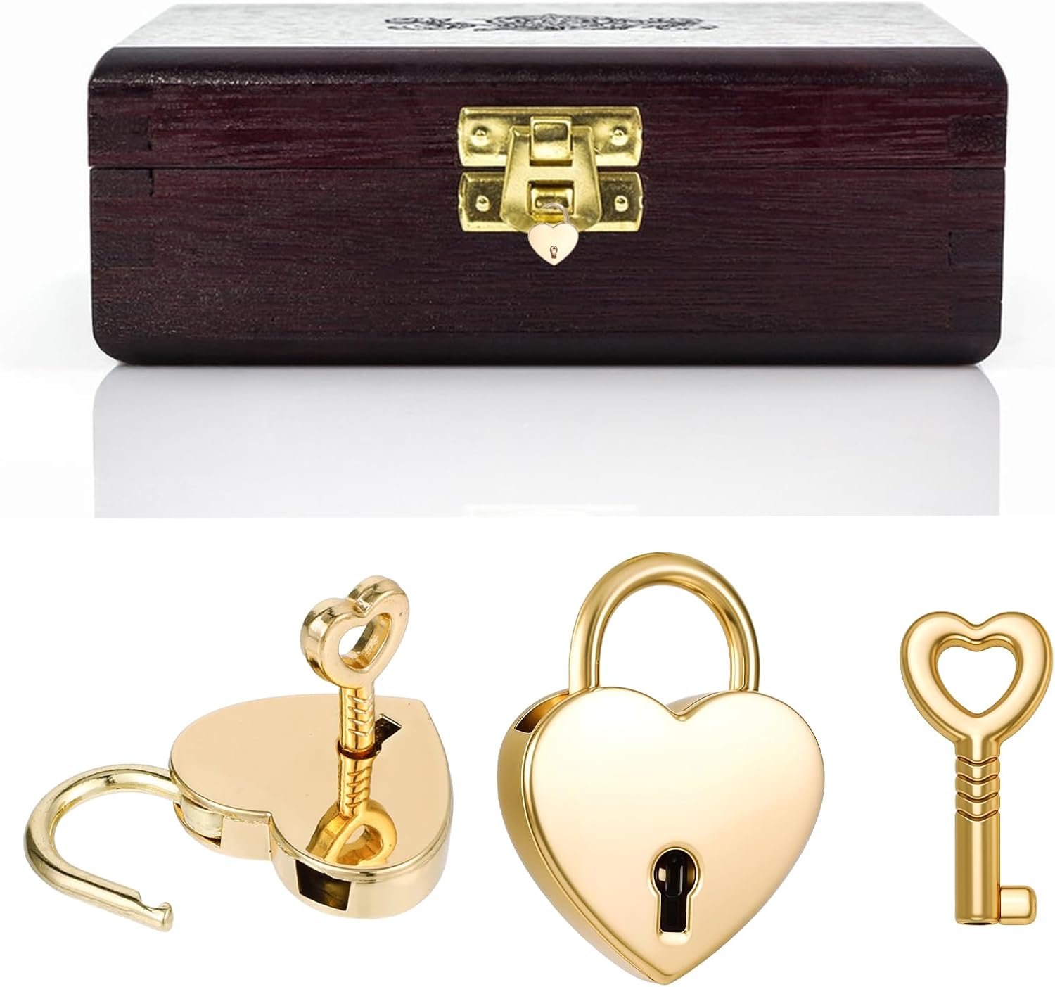 3 Pack Heart Shaped Padlocks Mini Heart Shaped Padlock with Key Small Gold Padlock Metal Decorative Locks Gold Notebook Hearts Locks for Jewelry Box Storage Box Diary Mini Bags