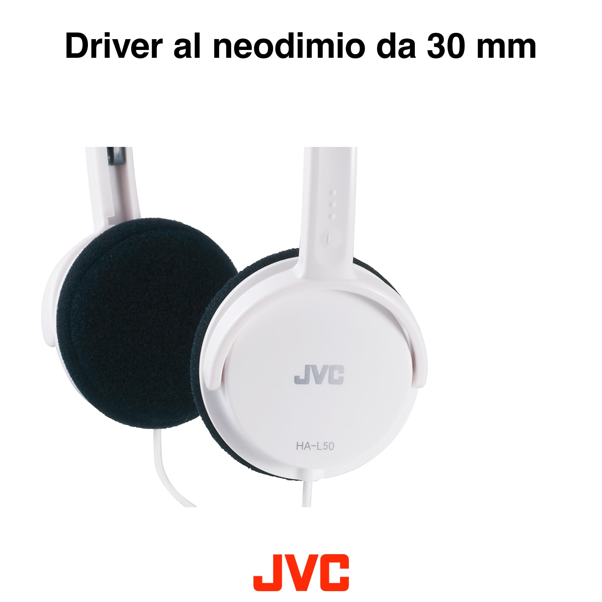 JVC HA-L50 Cuffie On-Ear Leggere e Pieghevoli con Jack 3,5 mm, Bianco