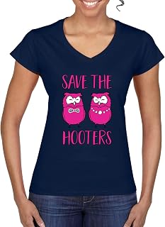 Save The Hooters 2 Chicks Funny Breast Cancer Awareness Women’s Standard V-Neck Tee