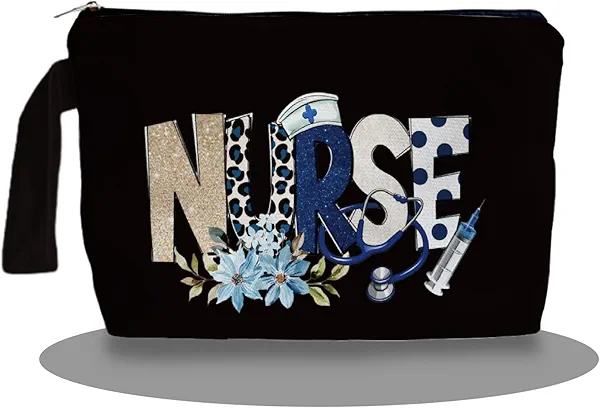 SQQCMM Nurse Makeup Bag - Trendy Nurse Themed Gifts for Lovers Girls Mom Women, Nursing Student Gifts, Canvas Zipper Makeup Bag, Cosmetic Travel Bags for Women 26