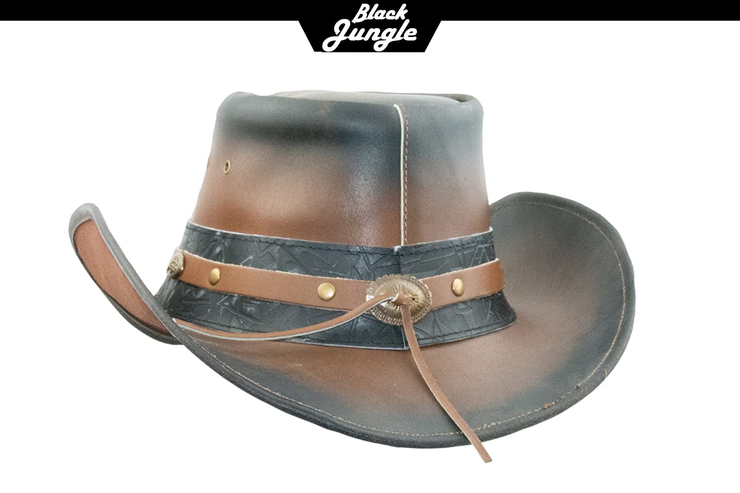Black Jungle Ontario Outdoor Western Cappello in Pelle Australia Cowboy Cappelli in Pelle Cappello da Equitazione Unisex