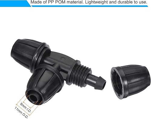 Miniatura 3 de MECCANIXITY Camiseta de púas para riego por goteo, ajuste de 3 vías, tubo de 0.315 in0.433 in para cinta de goteo de jardín, sistema de rociadores,