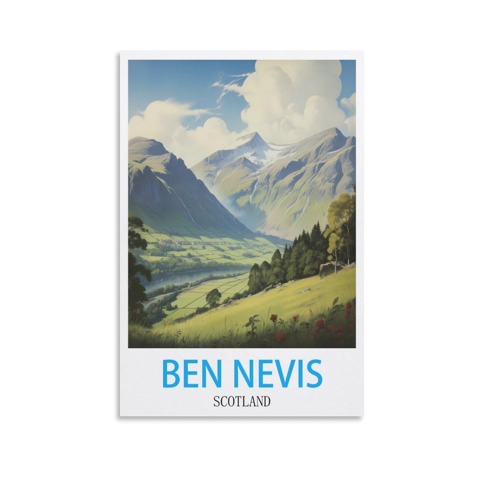 Hwjjuii Unframe-Style Ben Nevis Scotland Vintage Travel Poster 08X12inch(20X30cm) Canvas Wall Posters And Art Picture Print Modern Family Bedroom Decor Posters