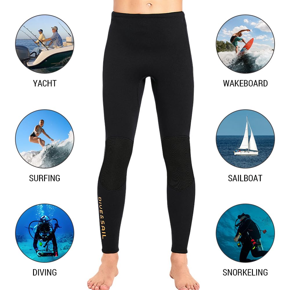 Jemora Pantalon de Combinaison en néoprène 3mm pour Hommes, Pantalon de Surf, Garde au Chaud, Pantalon de plongée pour la Natation, Le Surf et la plongée
