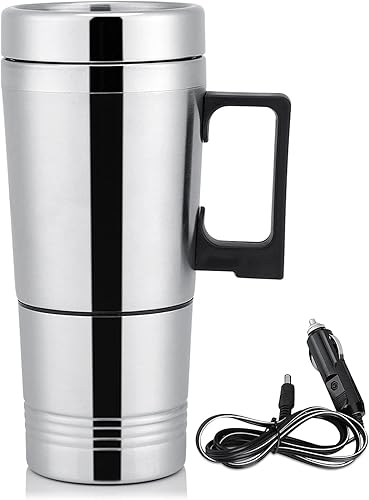 Hervidor de té eléctrico para automóvil, de 10.1 fl oz, 24 V, portátil, de acero inoxidable, calentador de agua para automóvil, taza de calefacción
