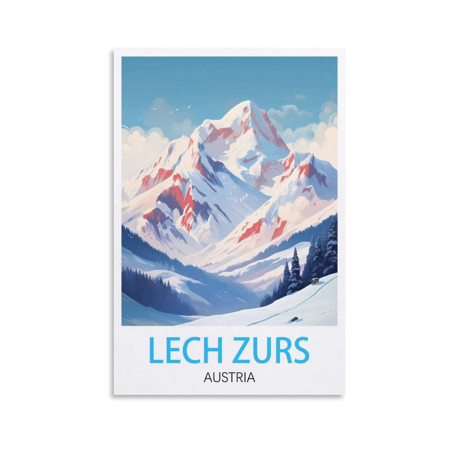 Orbana Unframe-Style Lech Zurs Austria Vintage Travel Posters 08X12inch(20X30cm) Canvas Print For Living Room, Bedroom, Dorm, Home, Office Wall Decoration