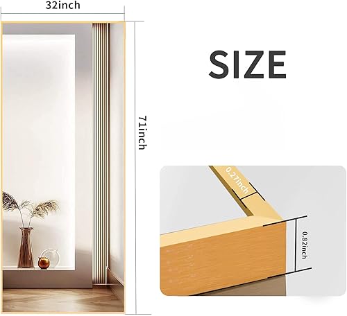 Miniatura 4 de BEAUTYPEAK Espejo de longitud completa de 32 x 71 pulgadas espejos rectangulares grandes de cuerpo completo espejo de pared de vestidor con marco