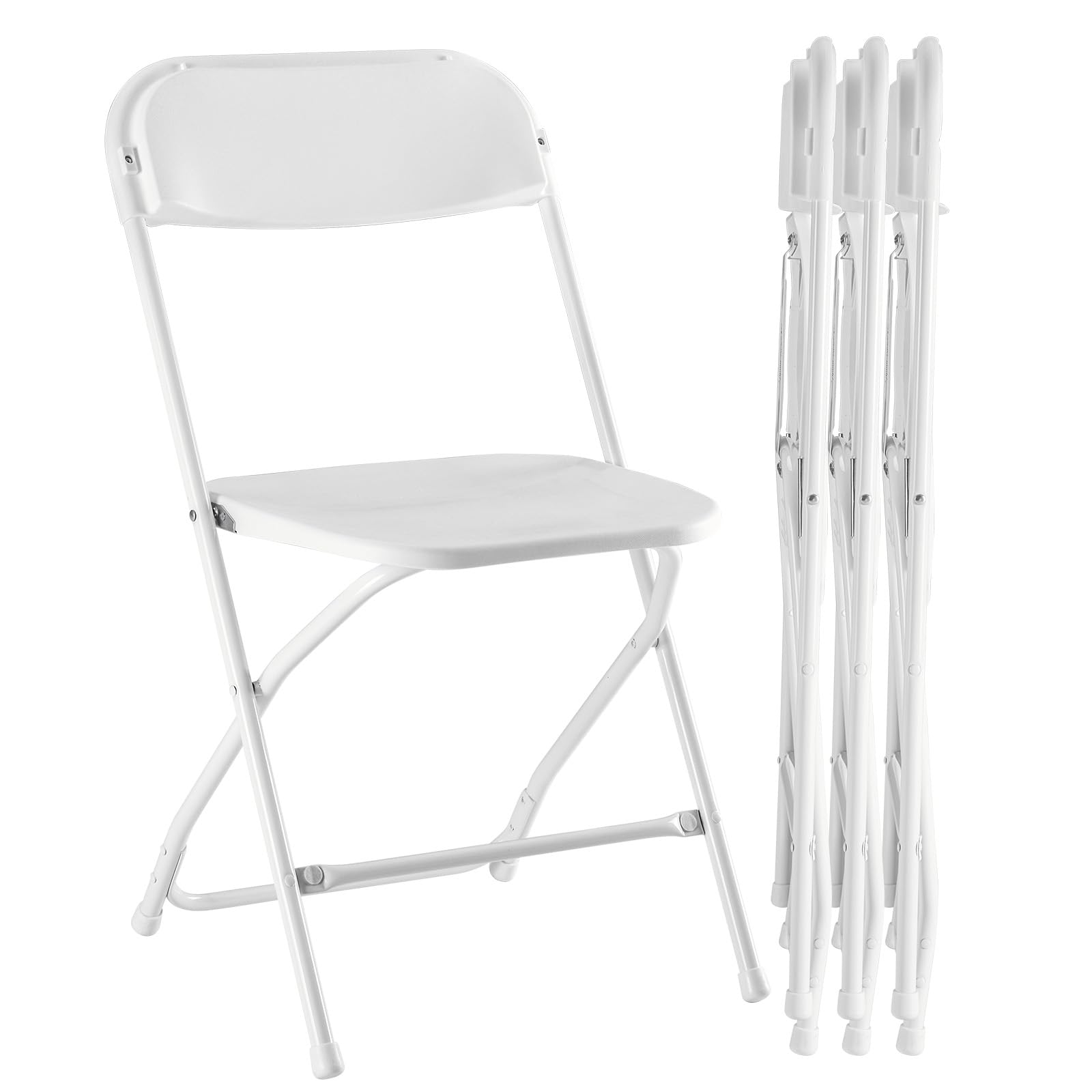 Sweetcrispy Folding Chair 4 Pack, Plastic Folding Chairs with 330-Pound Capacity, Sturdy Metal Foldable Chairs, Easy to Use and Store, Outdoor and Indoor, for Home, Office, Party, Comfy, White