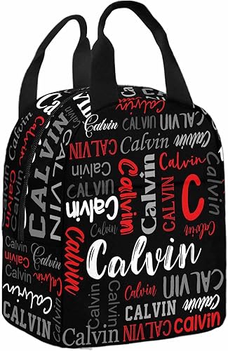 MyPupSocks Bolsa de almuerzo personalizada con nombre, color blanco y rojo con nombre, bolsa de almuerzo reutilizable con bolsillos para mamá, papá,