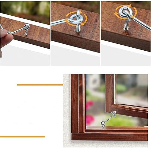 Miniatura 7 de Paquete de 4 ganchos giratorios de cabina de 1.5 pulgadas y pestillo de ojal, cerradura de puerta y ventana de acero al carbono con tornillos de