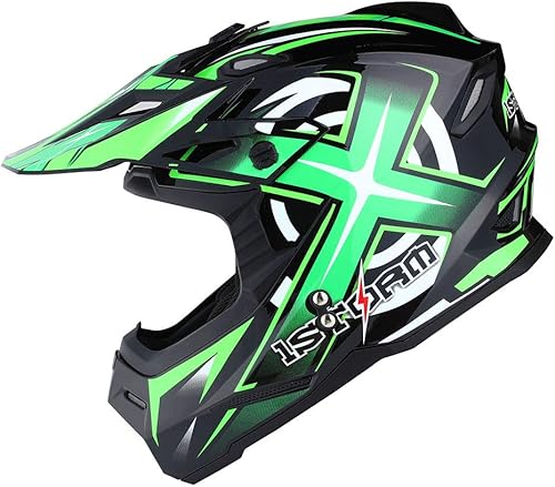 Miniatura 5 de 1Storm Casco de motocross para adultos, BMX MX ATV, casco de carreras estilo HF801 + auriculares Bluetooth para motocicleta negro mate