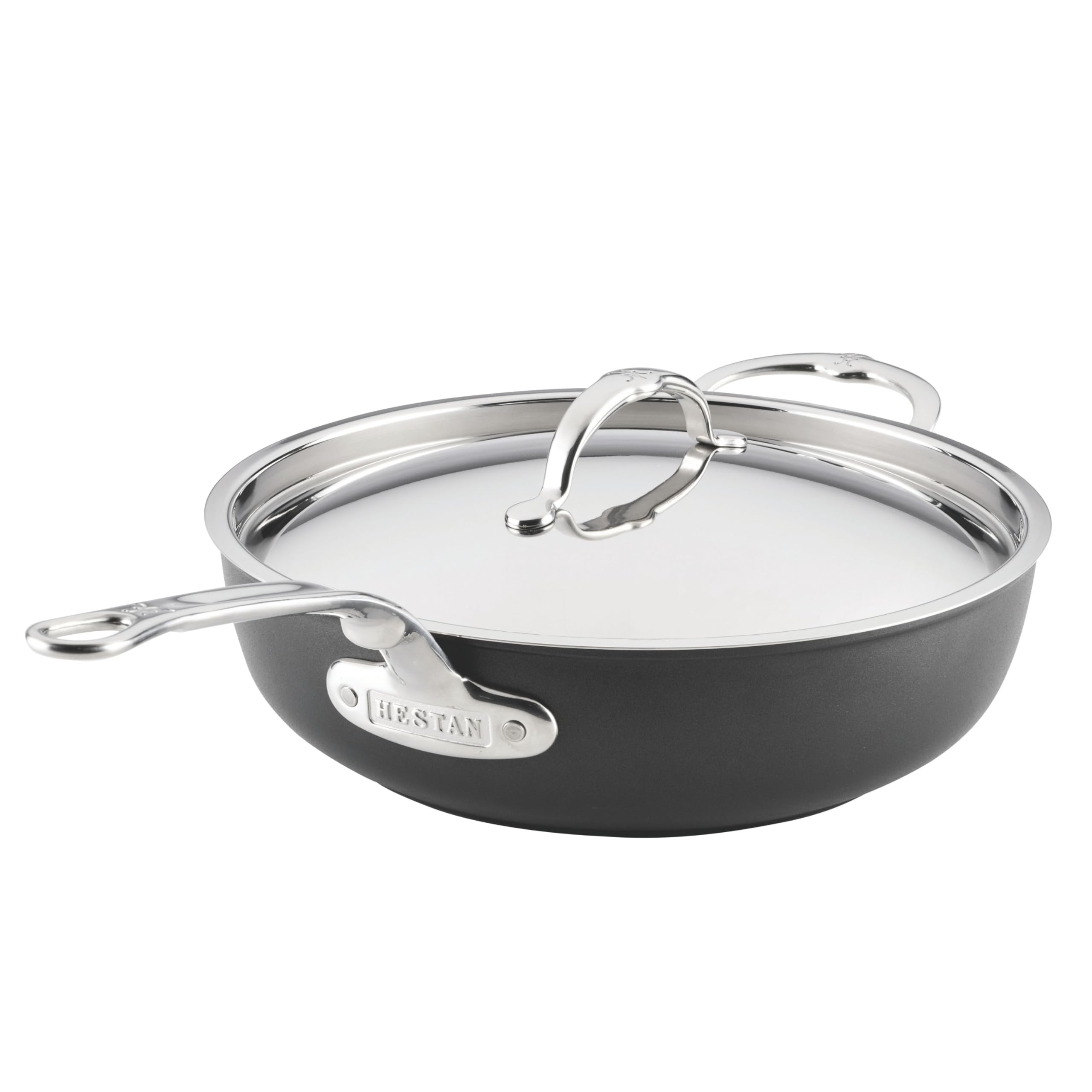 Hestan TITUM Fusion 4.5 Quart Nonstick Essential Pan with Lid, Double Impact Stainless Steel Base & Aluminum Body, Induction Compatible, Made without