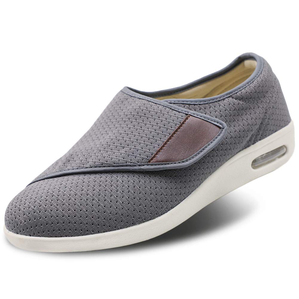 Men Diabetic Shoe with Extended Widths, Adjustable Closure Walking Sneakers Lightweight Casual Athletic Shoes, Support for Swollen Feet, Diabetic & Edema