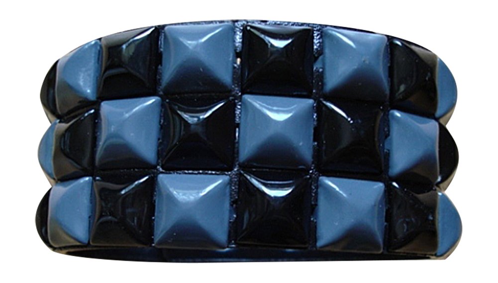 Grey/Black Checkered Studded Leather Bracelet